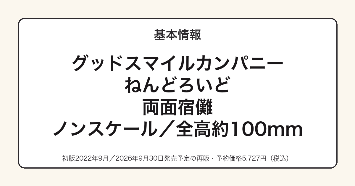 ねんどろいど宿儺の基本スペック