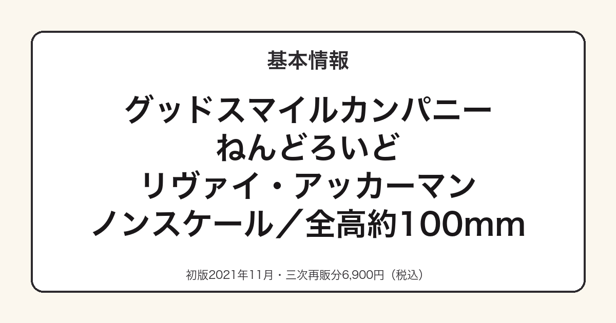 ねんどろいどリヴァイの基本スペック