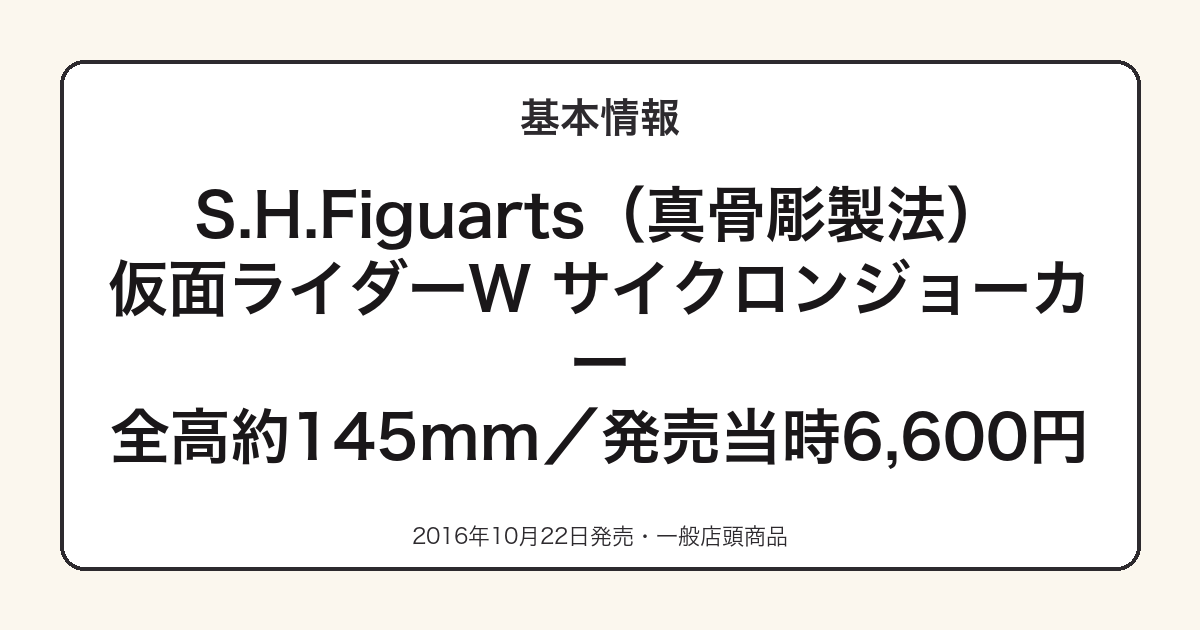 S.H.Figuarts仮面ライダーWサイクロンジョーカーの基本スペック