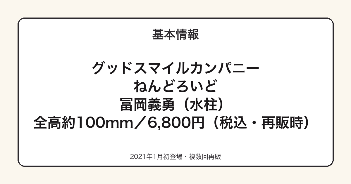 ねんどろいど 冨岡義勇の基本スペック