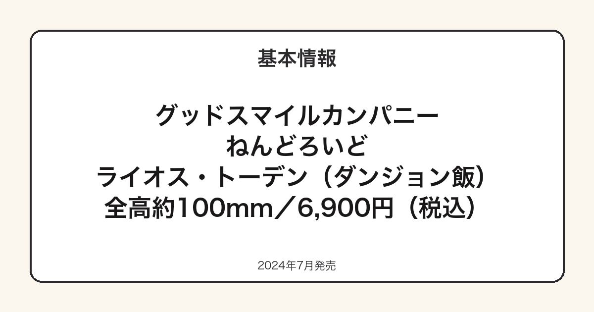 ねんどろいど ライオスの基本スペック