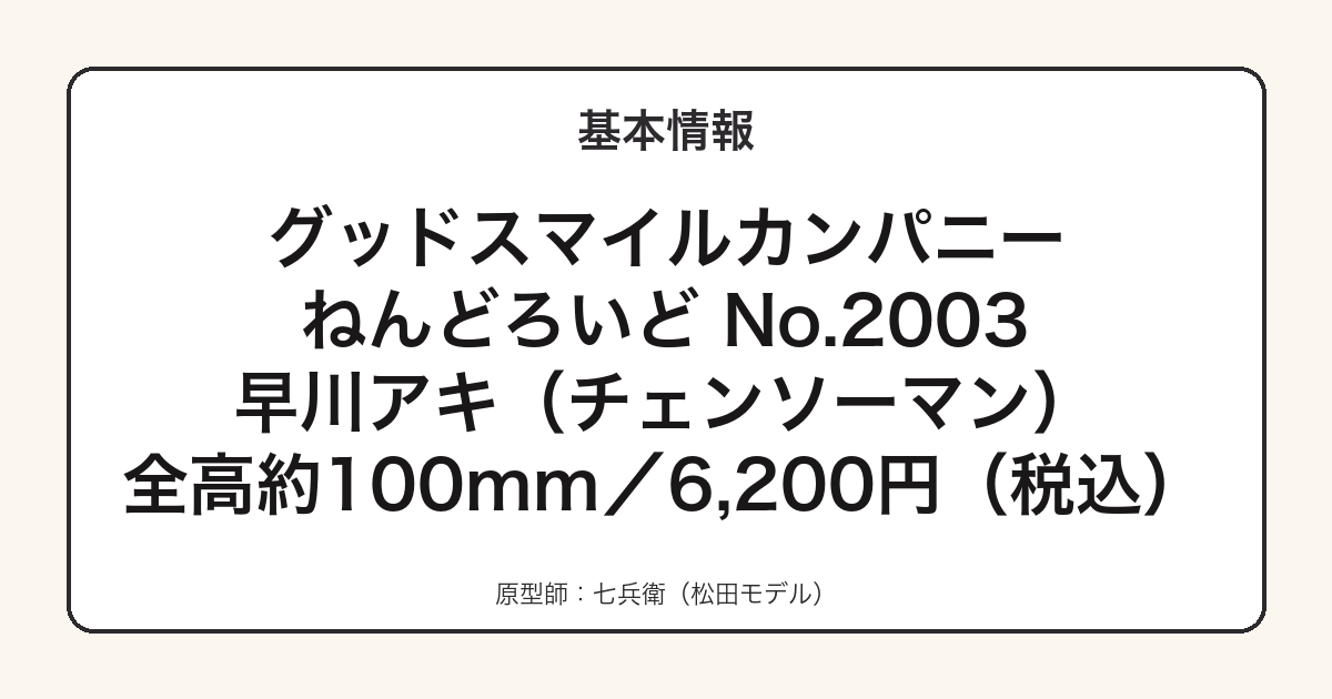 ねんどろいど早川アキの基本スペック