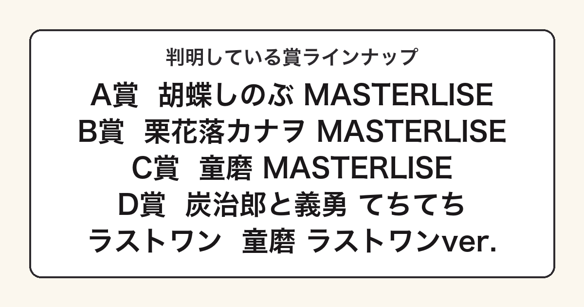 ~上弦の弐~の賞別ラインナップ一覧図