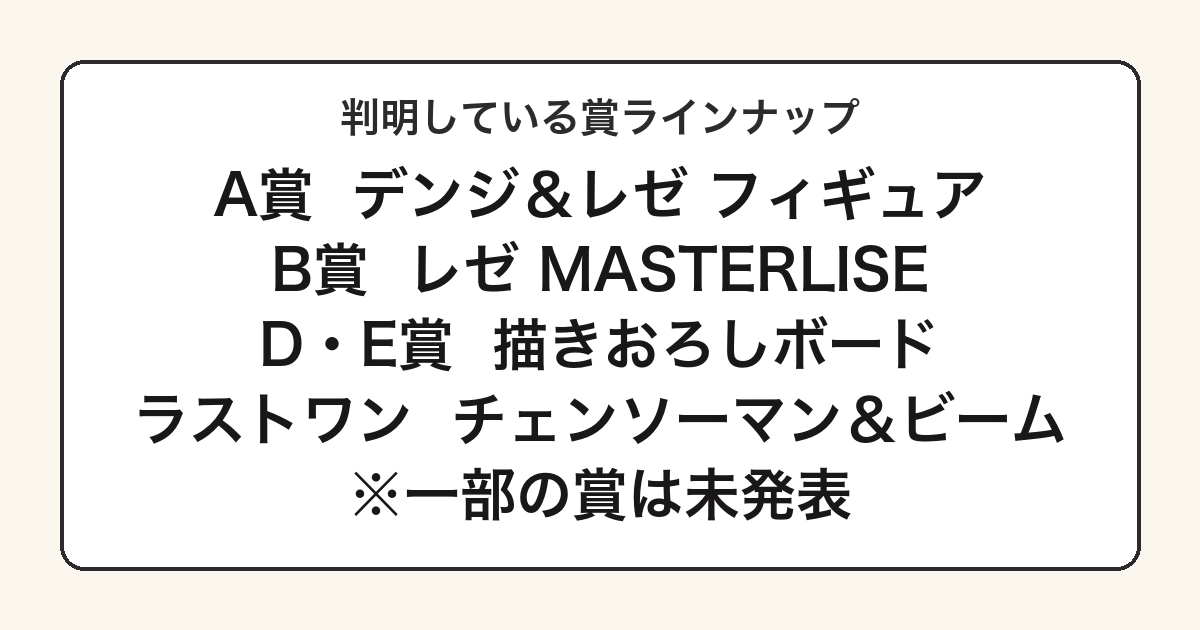 レゼ篇 第2弾の判明している賞別ラインナップ一覧図