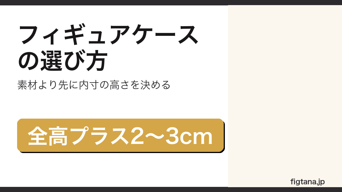 フィギュアケースを素材より先に内寸の高さで選ぶべきことを示したアイキャッチ画像