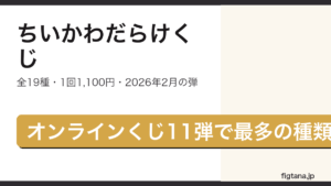 ちいかわだらけくじが全19種で同じ運営のオンラインくじ11弾のなかで最多であることを示したアイキャッチ画像